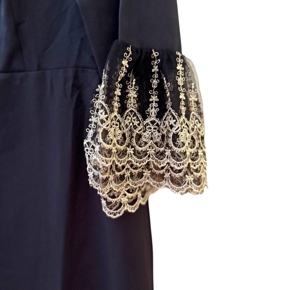 NEW Tuckernuck Pomander Place Black Lillith‎ Dress Maxi Lace Trim Medium $228 - Picture 5 of 5